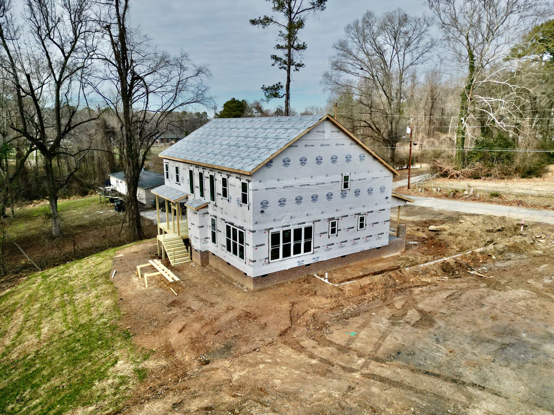 Finished home addition tied into the existing house